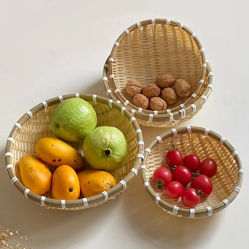 

Bamboo Woven Basket To Store Basket Dustpan Bamboo Handmade Mini Water Filtering Round Mantou Basket