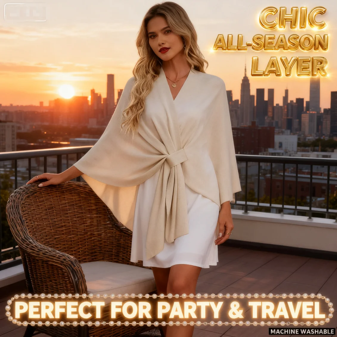 

Женский элегантный цельный однотонный мягкий топ-накидка в стиле шаль