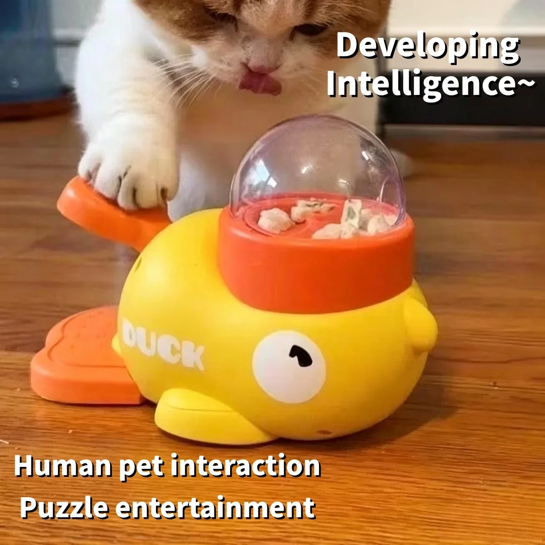 Distributeur de friandises pour animaux de compagnie en forme de canard jaune, jouets interactifs de puzzle, bol à alimentation lente pour chien, soulage l'ennui et favorise une digestion saine