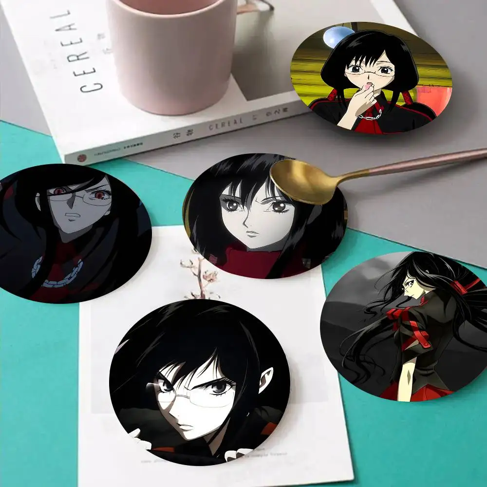 1pc BLOOD-C Wooden Coaster Colour Printing Cup Mat Home Desk Decoration Gifts
