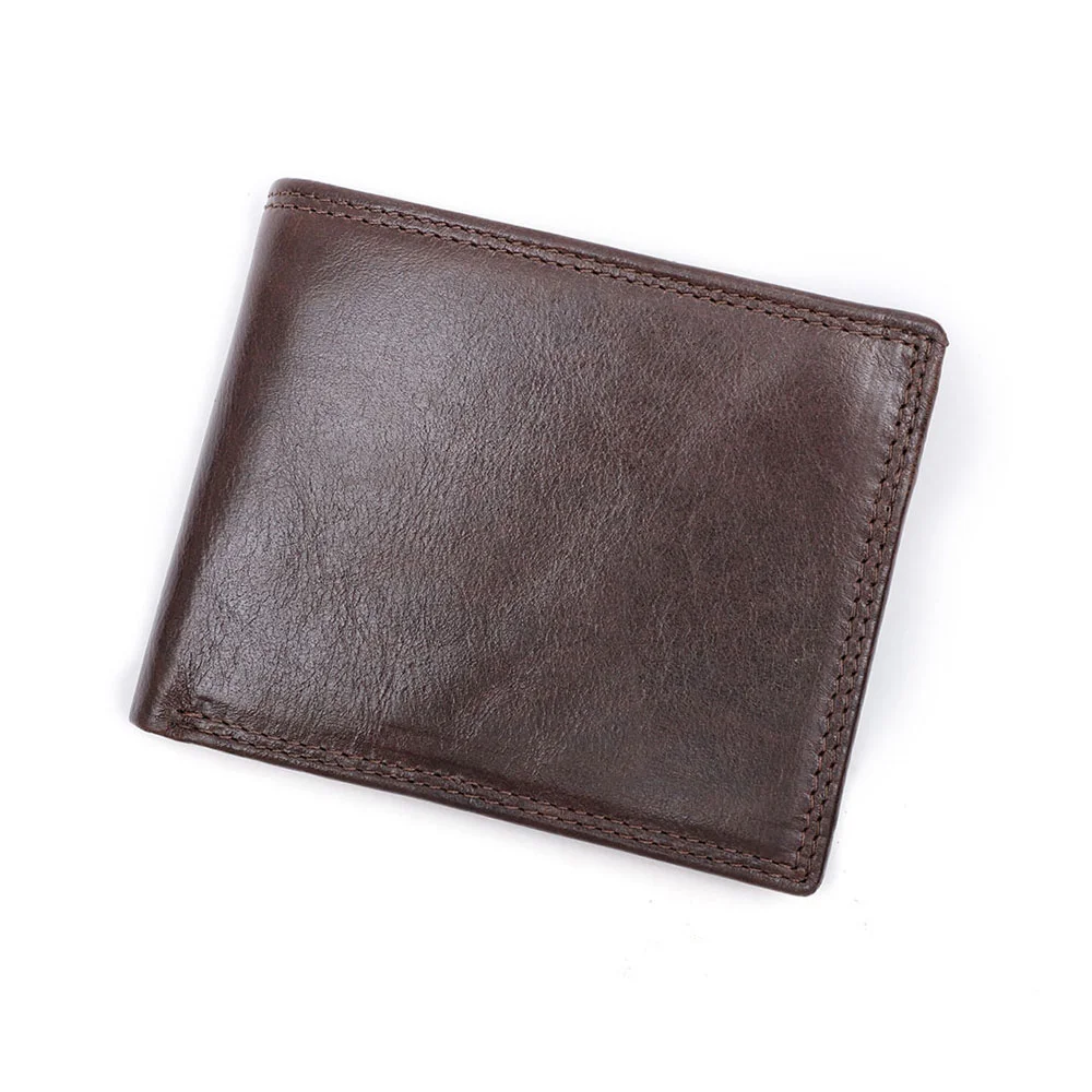 Genuine Leather Men Wallet Coin Purse High Quality Card Holder Bifold RFID Vintage Male Money Bag Portomonee Gift