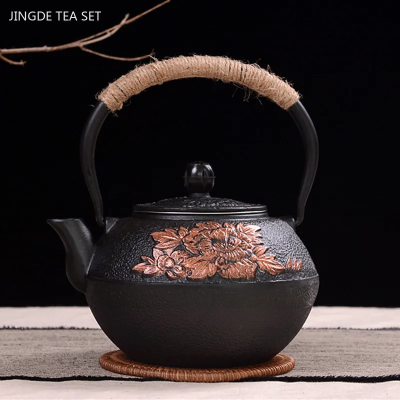 900ml Customized Cast Iron Tea Pot Japanese Antique Craft Iron Teapot with Filter Screen Kettle Kitchen Tea Set Supplies