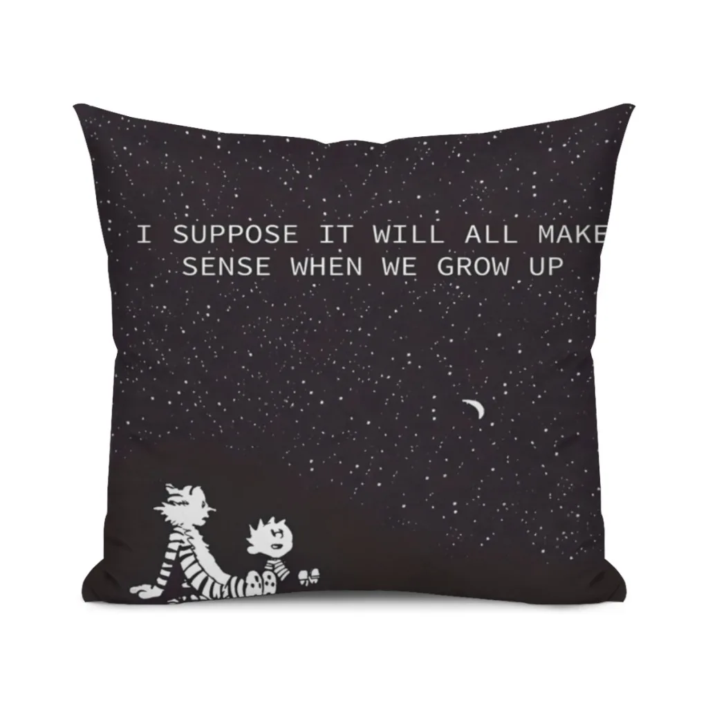 

Calvin and Hobbes Stars Pillow Case Home Bedroom Living Room Sofa Cushion Cover 45x45cm Peach Skin Pillowcase