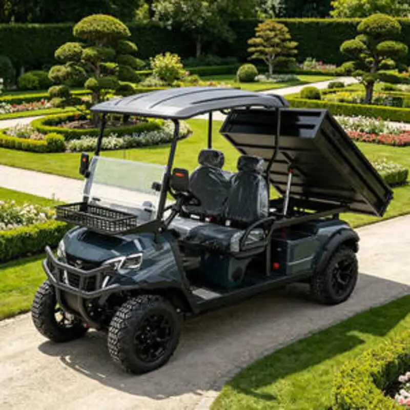 Golf Cart 4 Passenger 5000W Motor Cargo Box Attached Utility Vehicle for Farm Hunting Buggy
