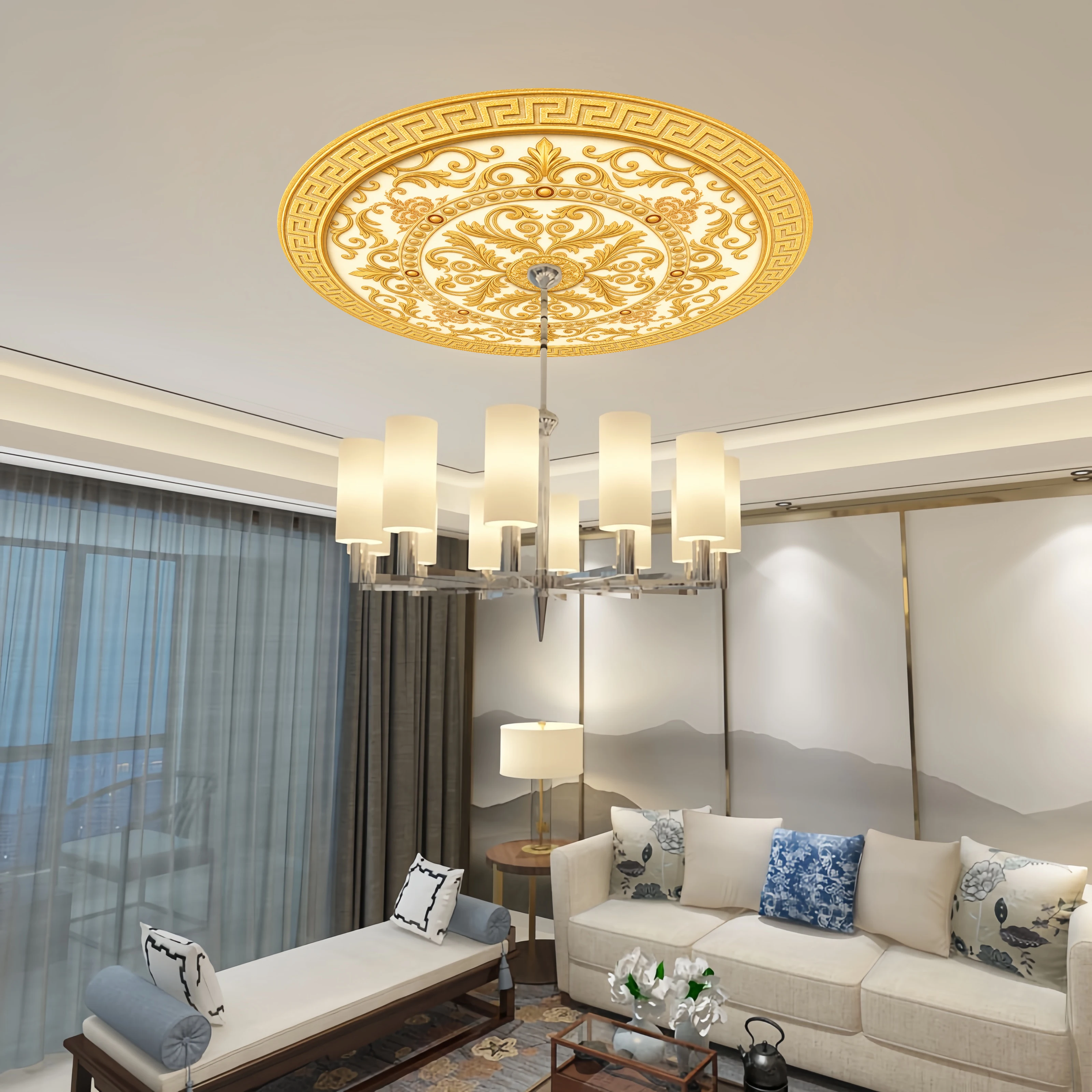 Ceiling Decorative Sticker Lamp Background Cover Floor Decals Poster Peel and Stick Self-adhesive Home Renew Hotel Decor 60/80cm