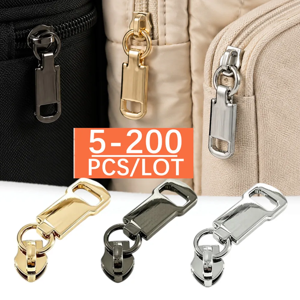 5/200Pcs 3#5# Zipper Sliders for Metal Nylon Resin Zips Clothes Bag Zippers Pull Head Repair Kit Garment Sewing Accessories