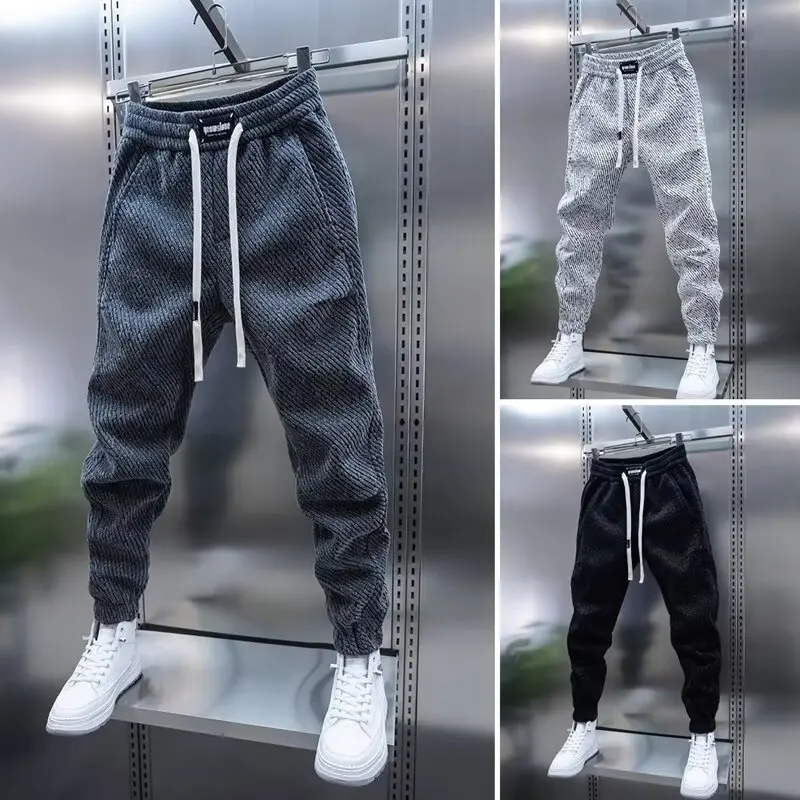 

Spring and Autumn New Trend High-end Casual Pants with Stretchable Elastic Waist and Thickened Cuffs for Men's Trousers