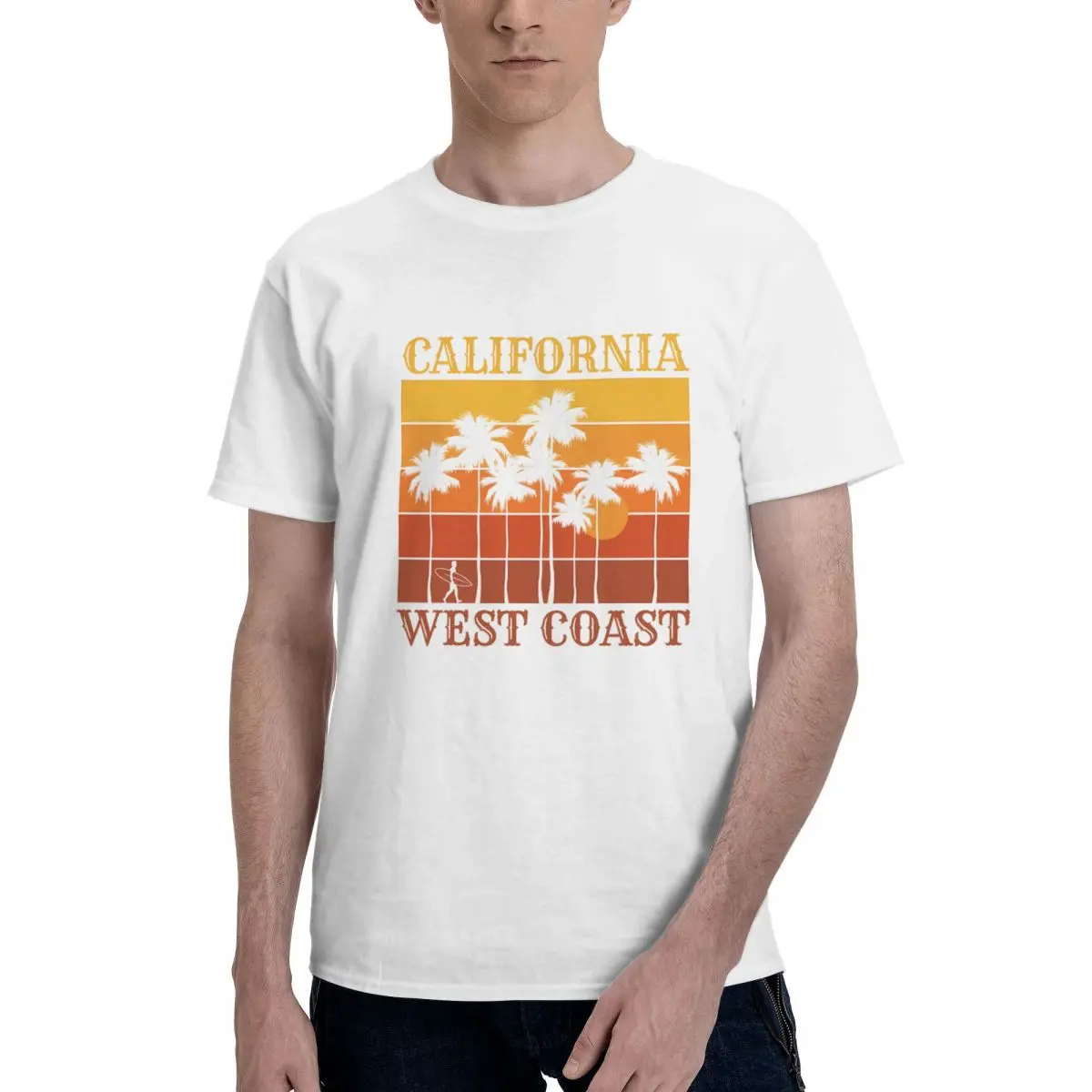 Men T Shirt Printed California West Coast Palm Trees 100% Cotton Short Sleeve Crew Neck Leisure Fashion Street clothes Tees