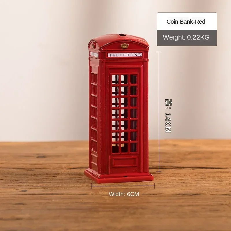 London phone booth coin bank piggy bank piggy bank red metal phone booth box CY52903