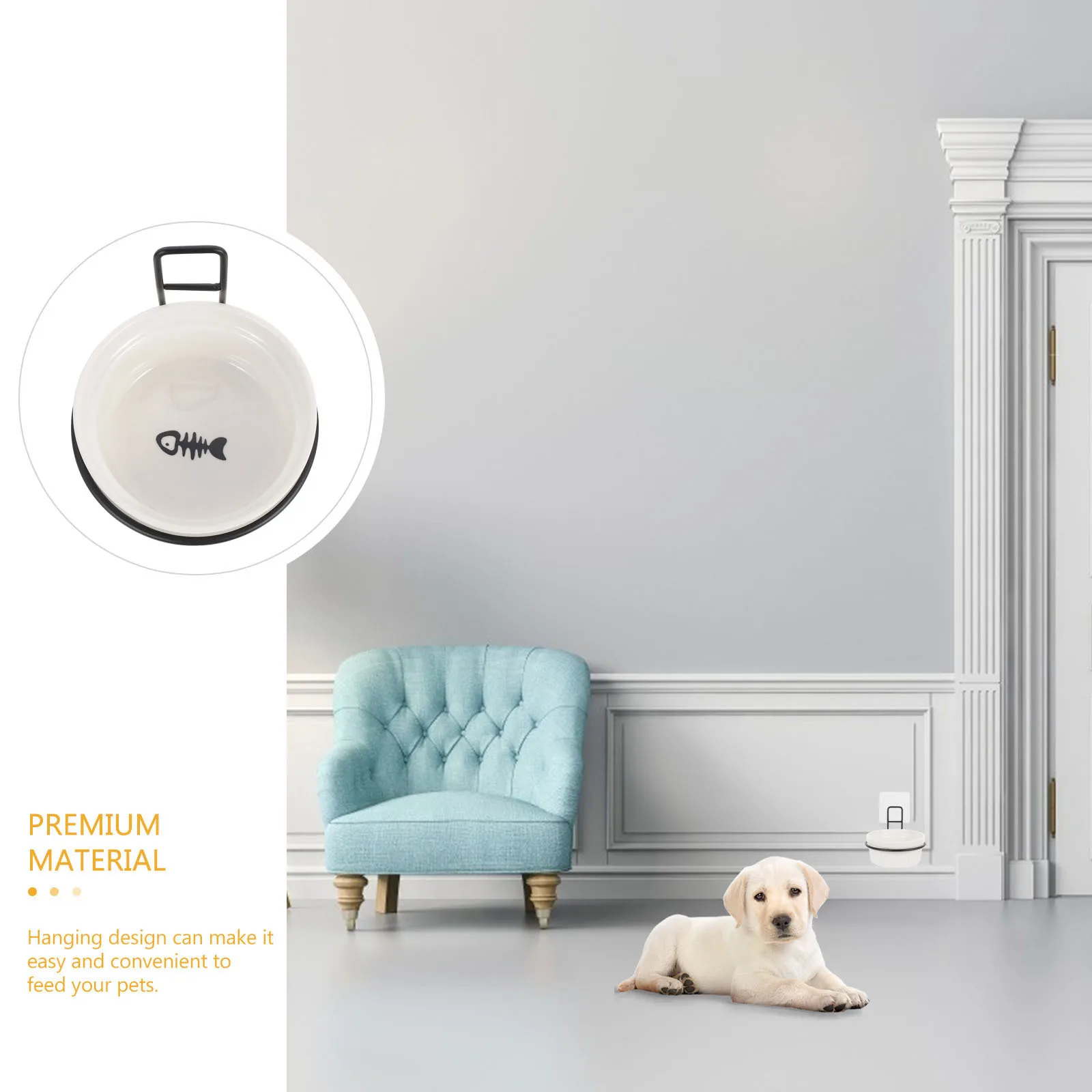 

1Set Hanging Cat Bowl Premium Ceramic Pet Feeder for Dogs Cats Wall Mounted Anti Tipping Food Container Easy Clean Detachable