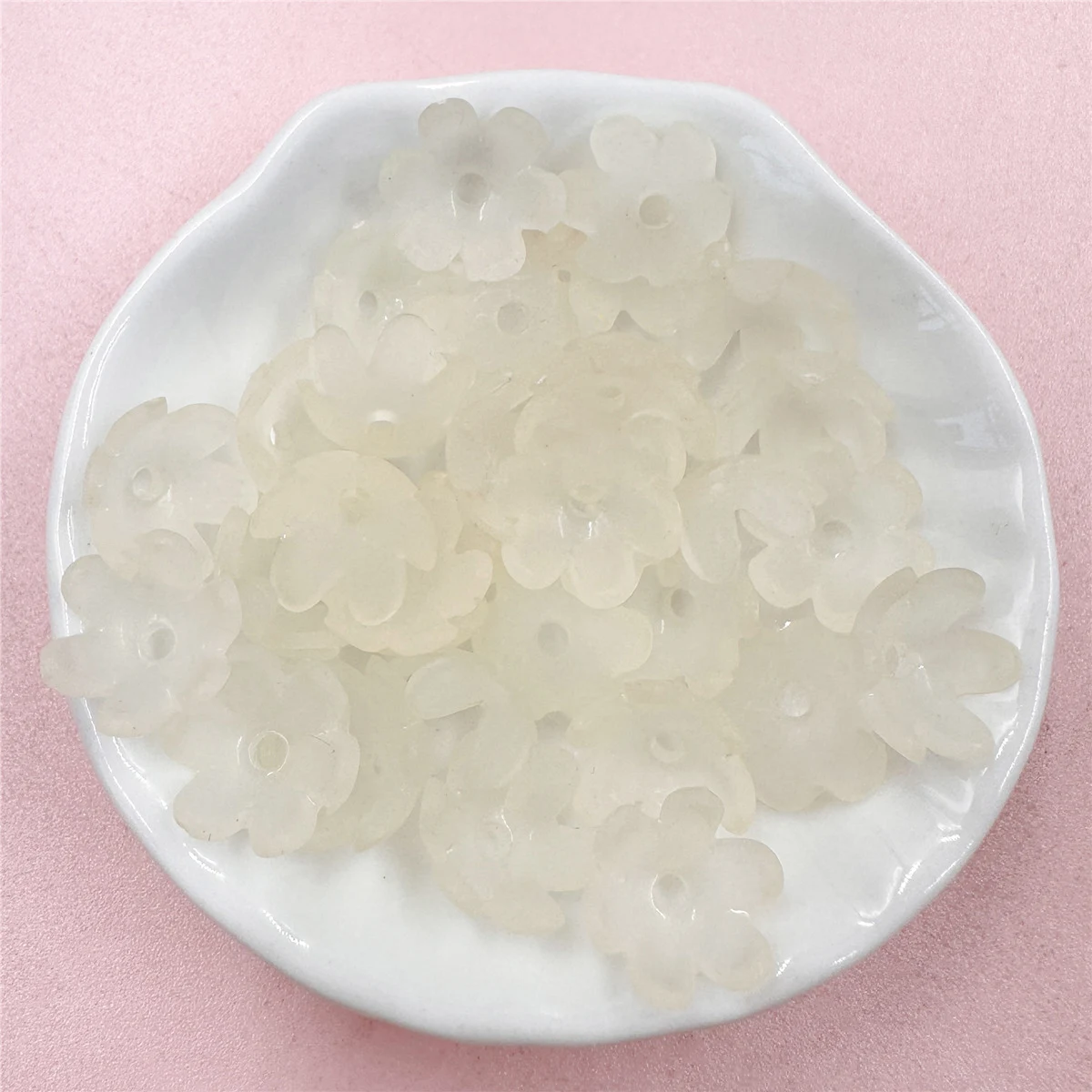 30Pcs Acrylic 14mm Frosted Flower Loose Beads Caps Earrings For Bracelet Necklace Keychain Making DIY Jewelry Accessories