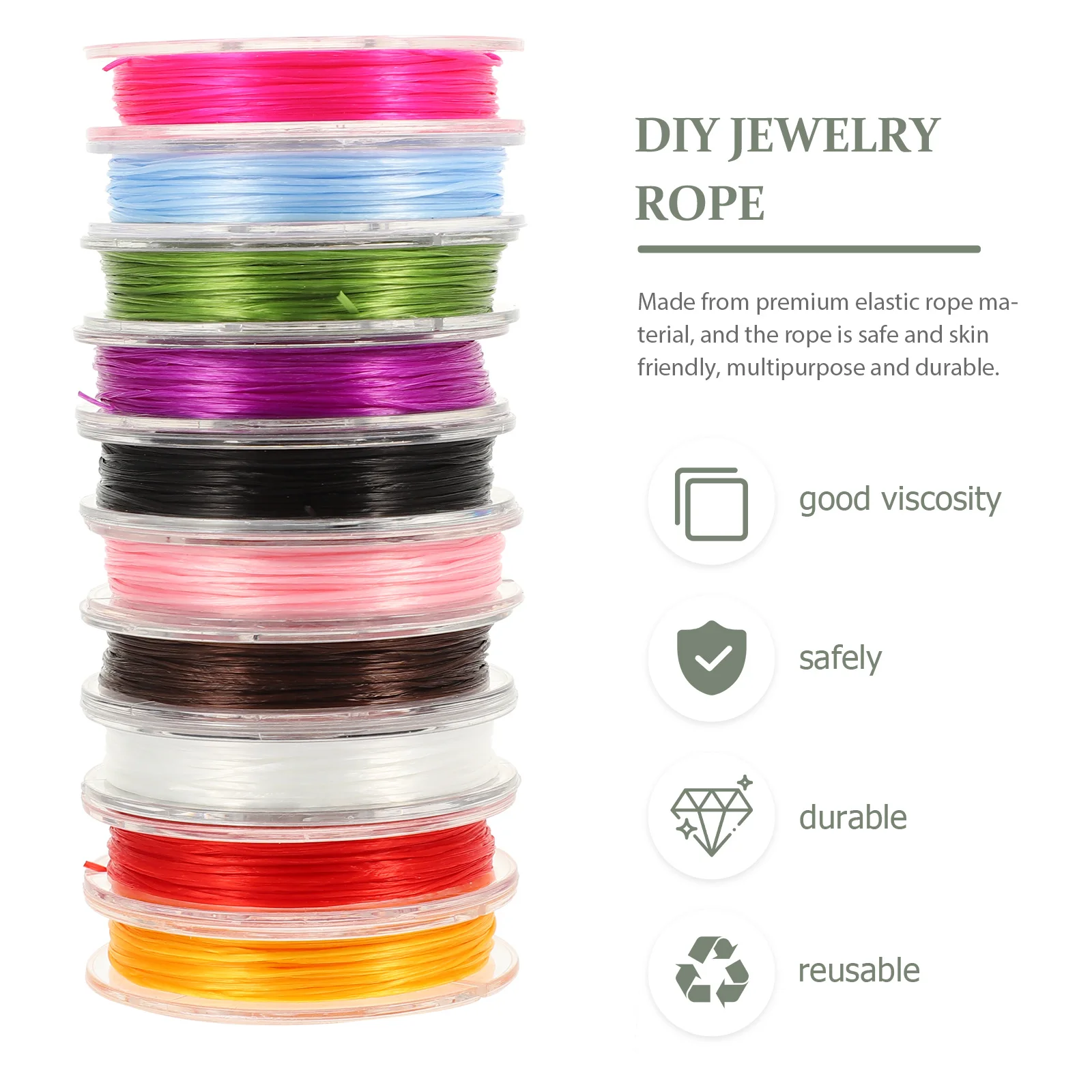 

10 Rolls Elastic Jewelry Rope Stretch Cord For Diy Bracelet Necklace Making Supplies Durable Beading String Craft Cord