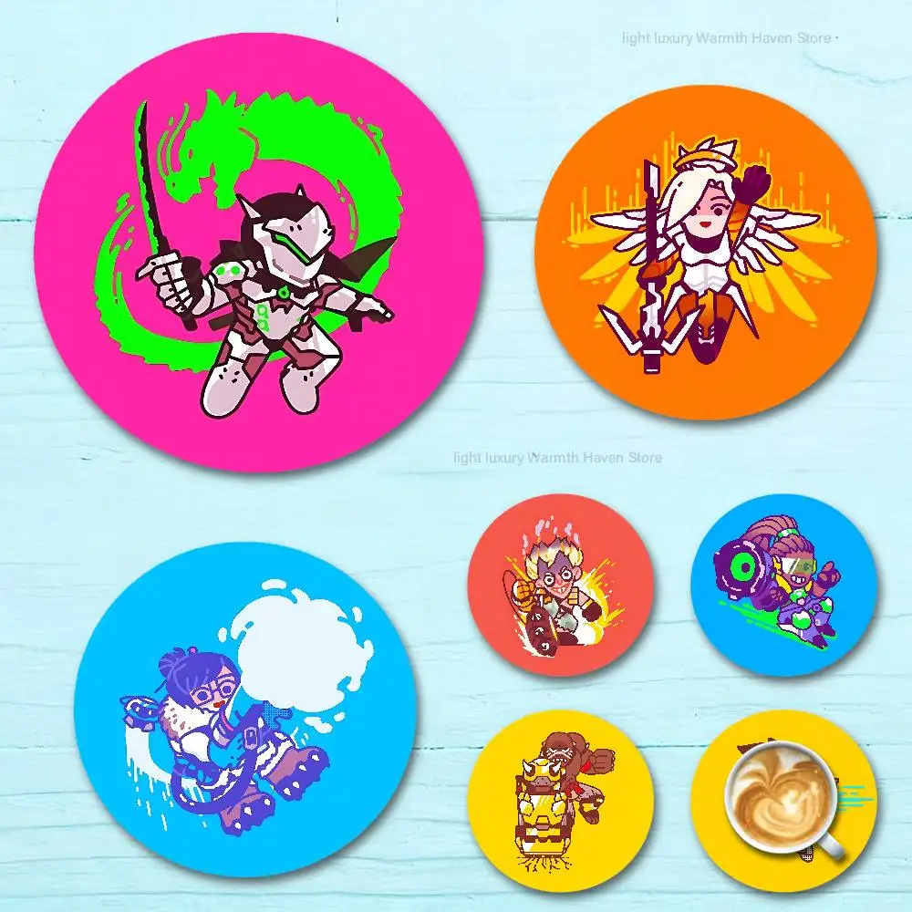 

Pop Game O-Overwatch-S Round Wooden Coasters For Cute Design Suitable for Drinks Tea,Coffee Home Perfect Gift