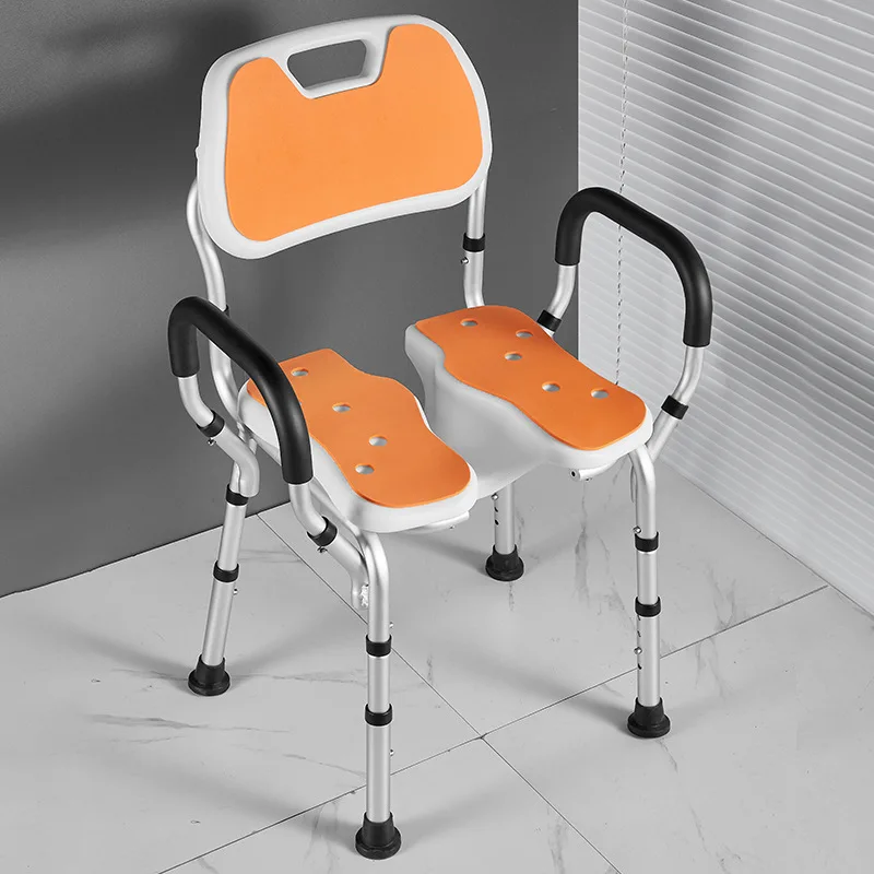 Senior-friendly remodeling bath chair for the elderly Non-slip shower chair with groove Aluminum alloy non-slip bathroom stool