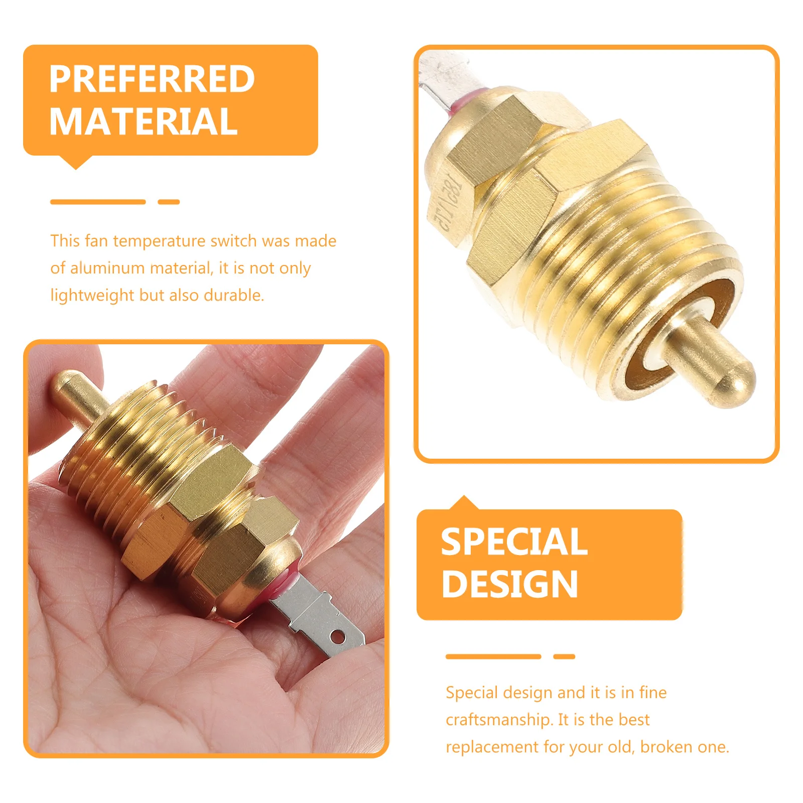 

Cooling Fan Temperature Sensor Thermal Control Switch for Electric Radiator Fan 185F Open 175F Close Aluminum Alloy Durability