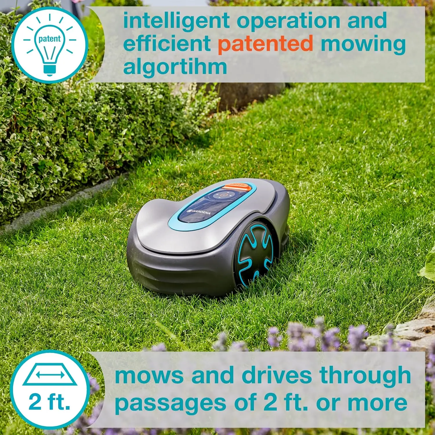 Automatic Robotic Lawn Mower with Bluetooth app and Boundary Wire one of The quietest in its Class for lawns up to 2700 Sq Ft