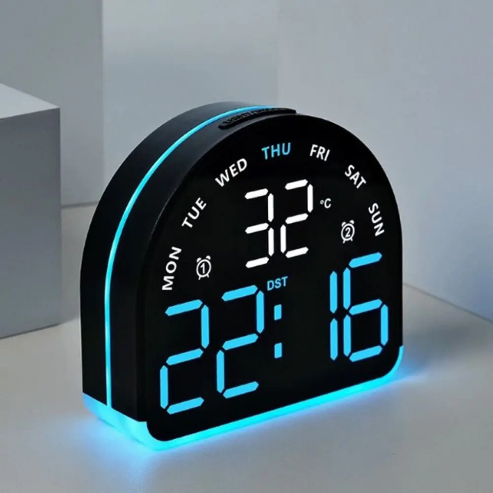 

Multi-functional Digital Alarm Clock Ambient Light Date Display LED Clock Auto Dimmable Temperature Display Desktop Clock