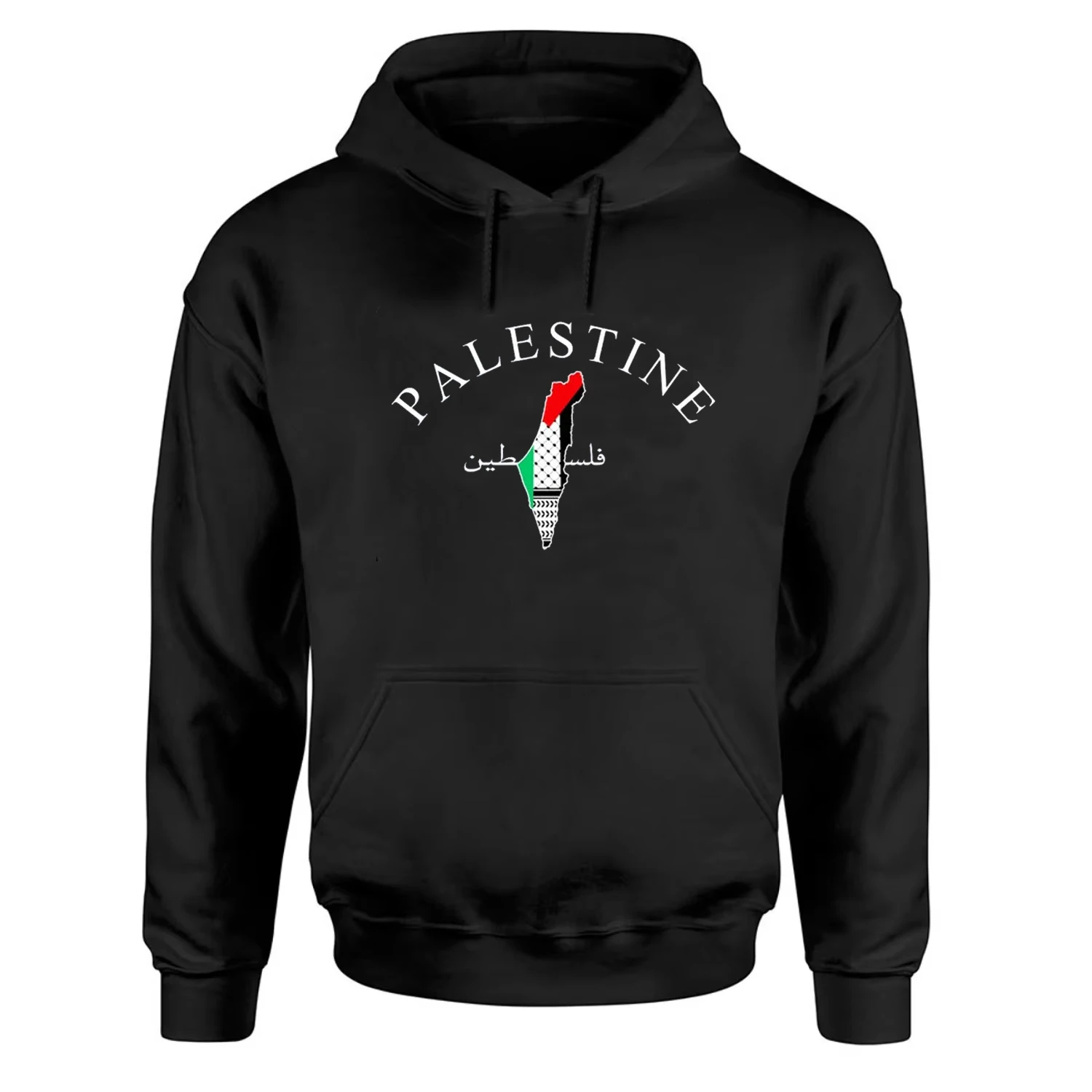 

Palestine Map Arabic Font Printed Pullover Hoodie 100% Cotton Comfortable Casual Mens Sweatshirts Fashion Streetwear
