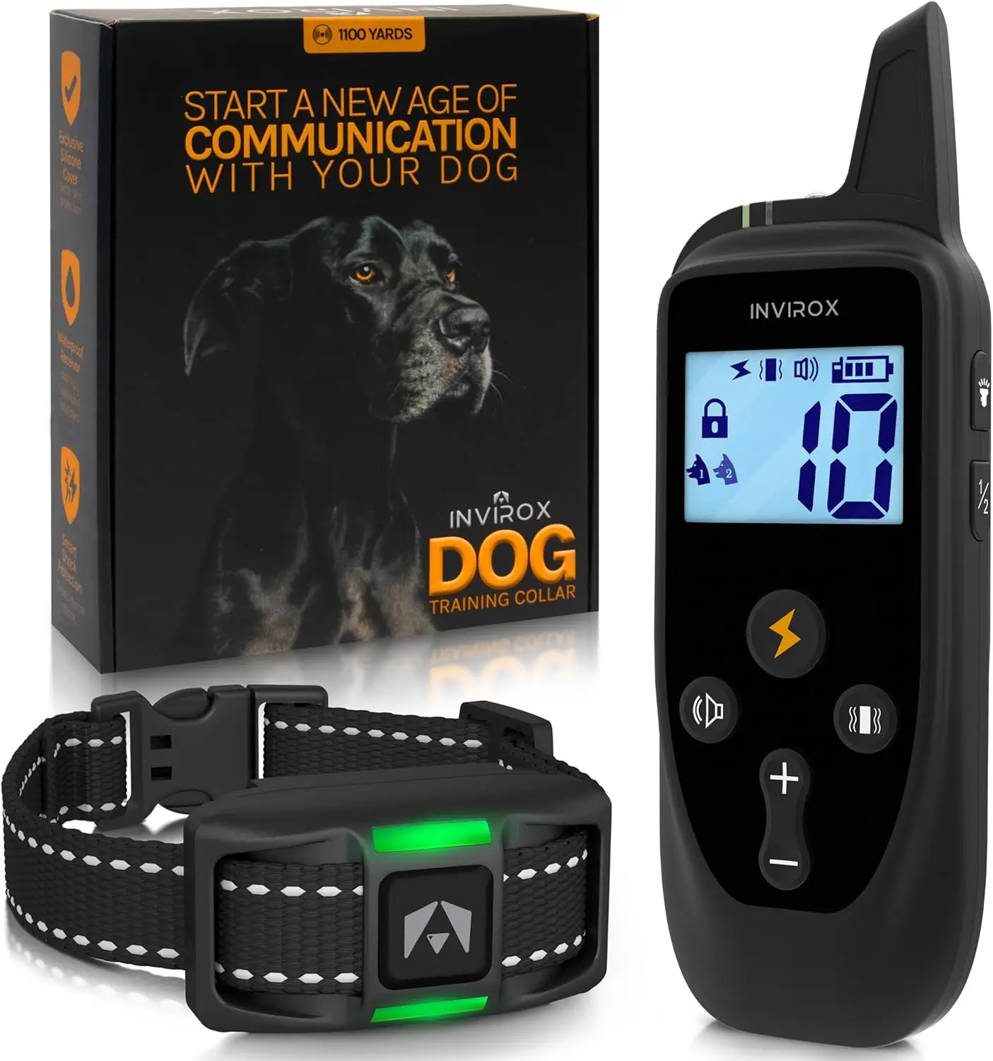 

Dog Training Collar with Remote, 123 Levels for Reactive Dogs, Waterproof Long-Range E-Collar with Manual Bark Control