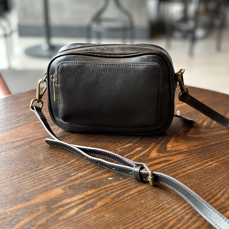 Fashion Leather Camera Shoulder Bag Women's Summer New Casual Head Layer Leather Small Square Crossbody Bag