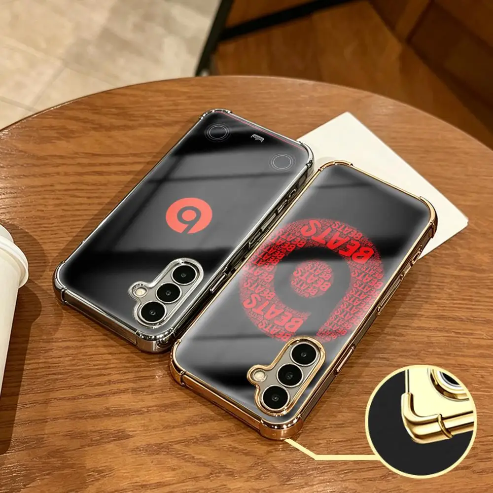 beats Phone Case For Samsung S26 S25 S24 S23 S22 S21 Plus Ultra FE Gold silver four-corner shockproof glass