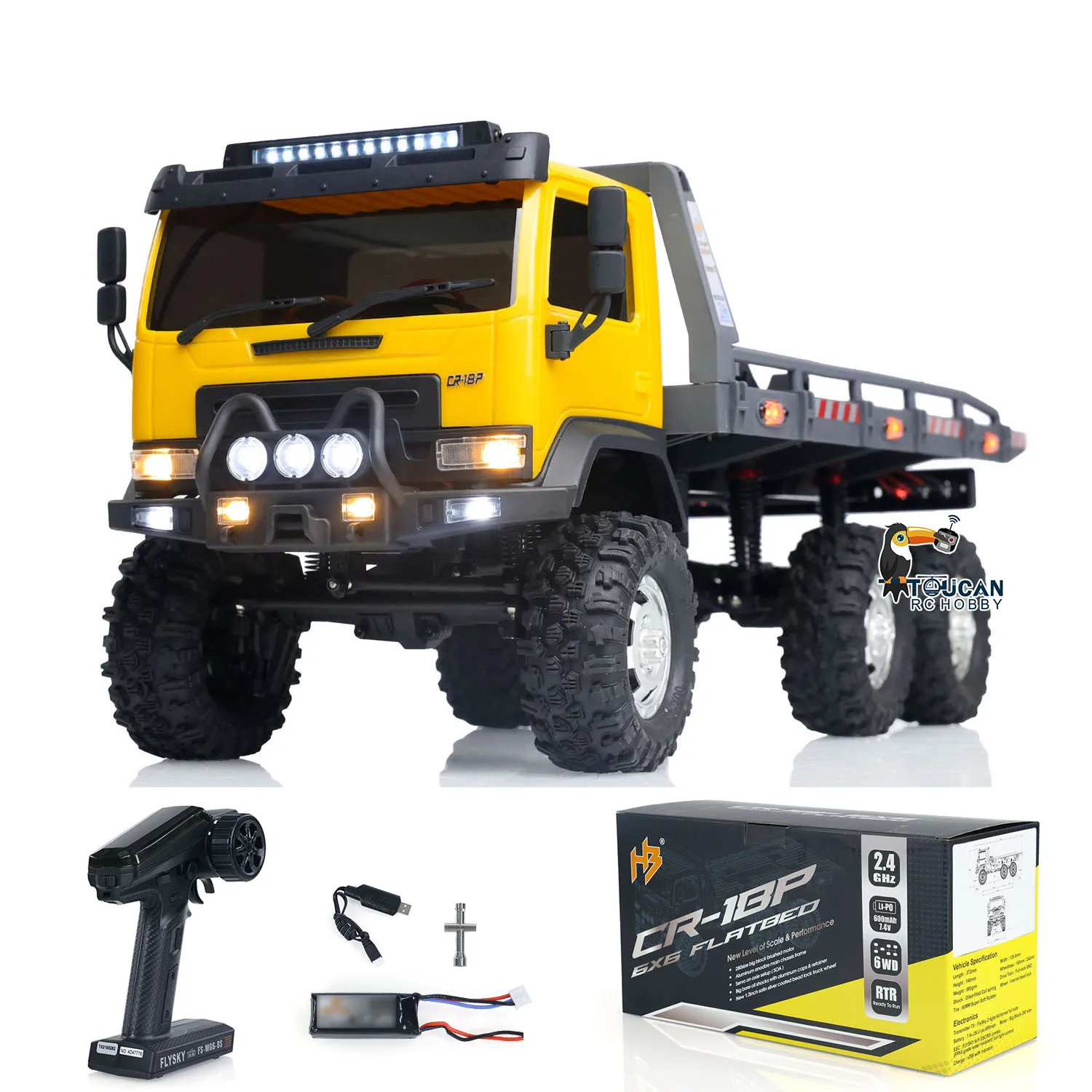 1/18 CR18P RTR RC Rock Crawler Flatbed Truck Car 6x6 Painted Assed Off-Road Truck 2-Speed Transmission Light Vehicle TH24369