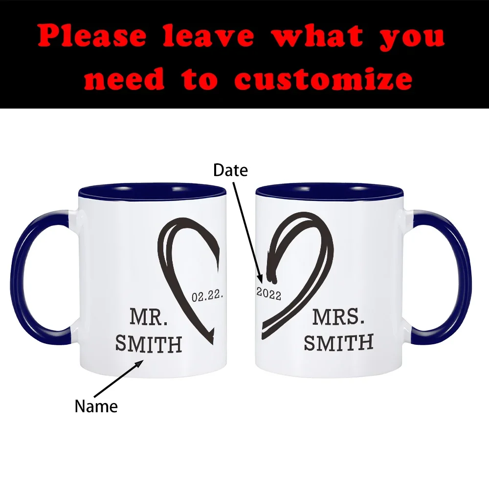 Personalised Valentines Day Mug Coffee Cup Matching Couple Mugs Set for Anniversary Wedding Ideas Mr and Mrs Mug Marriage Gift