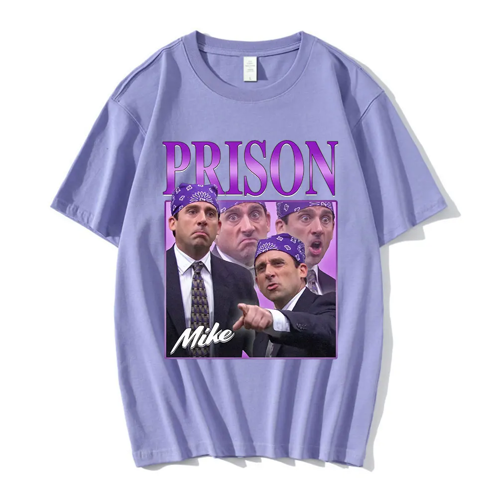 Prison Mike Michael Scott Homage The Office T-shirt Tv Series Dwight Schrute Jim Halpert Short Sleeve T-Shirts Cotton Oversized