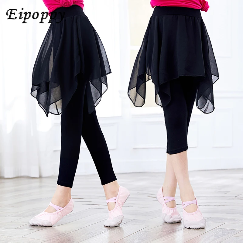 Meisjes Ballet Dansbroek Modale Gymnastiek Beoefenen Ballet Leggings Fitness Broek Lyrische Chiffon Rokken Voor Kinderen