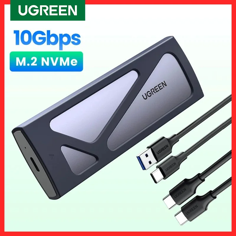 UGREEN-M.2 NVMe SSD 인클로저 어댑터, 10Gbps USB C 3.2 Gen2, 도구가 필요 없는 외부 인클로저, NVMe 리더, M 및 B & M 키 지원