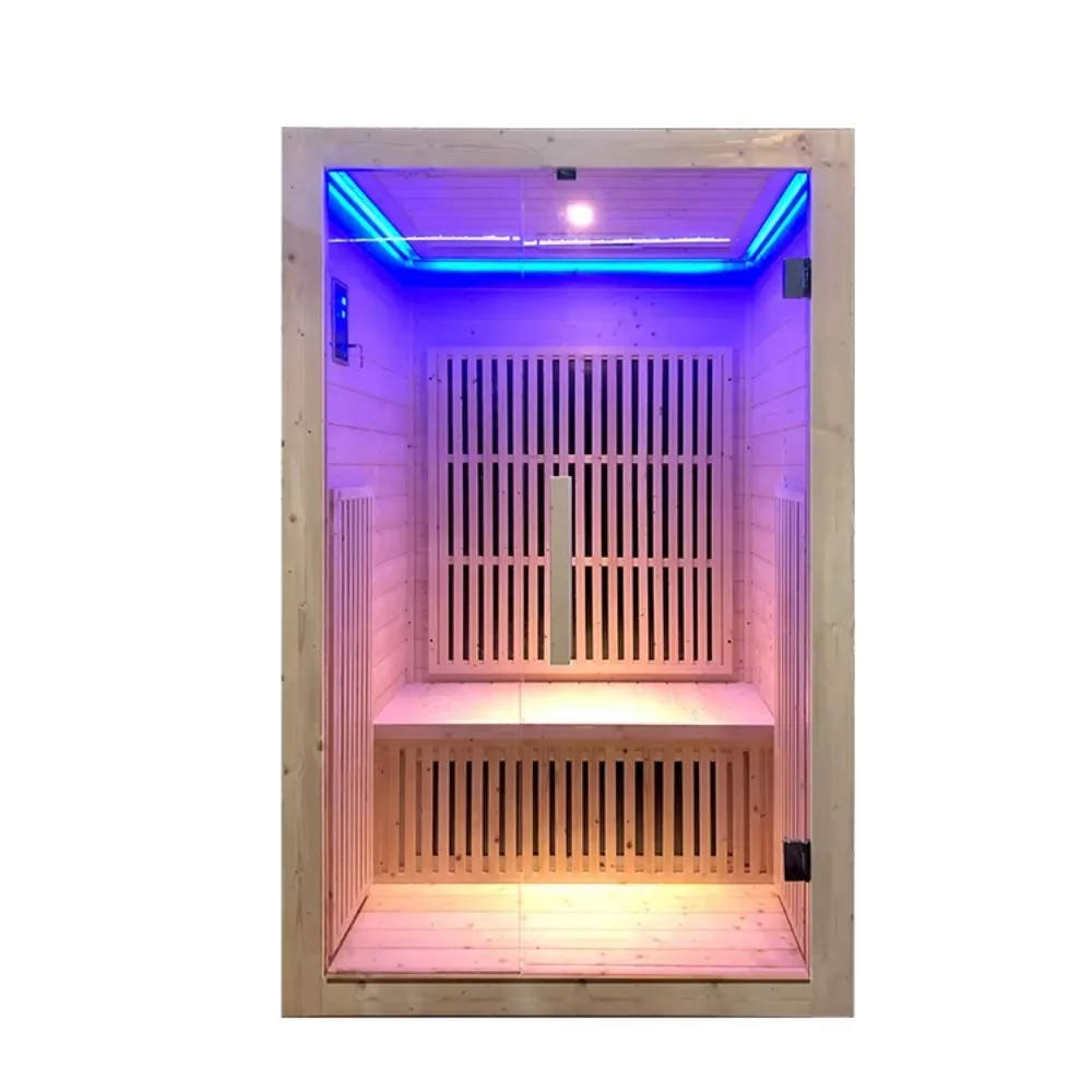 Outdoor Cedar Wood Steam Sauna, Traditional Dry Sauna Room with 6KW Heater & Glass Door for Home Garden Backyard
