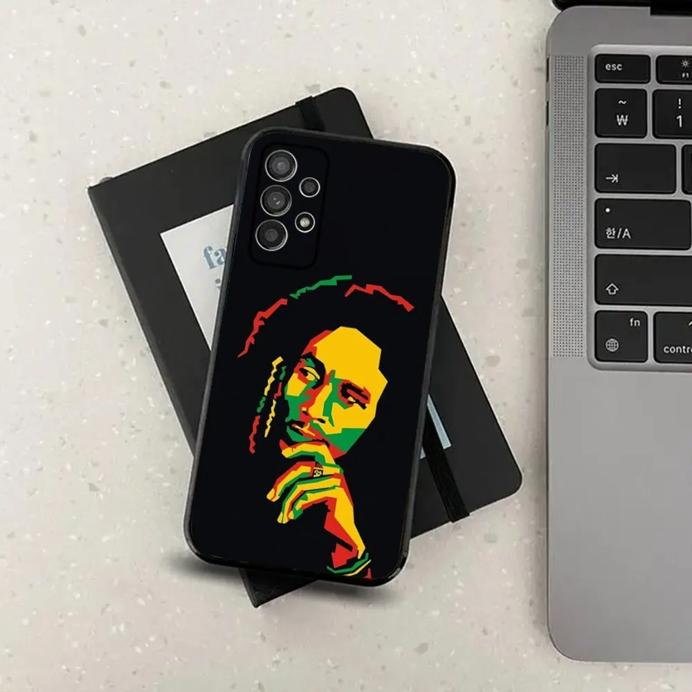 B-Bob M-Marley Rasta Lion Phone Case For Samsung Galaxy A13,A21s,A22,A31,A32,A52,A53,A71,A80,A91 Soft Black Cover