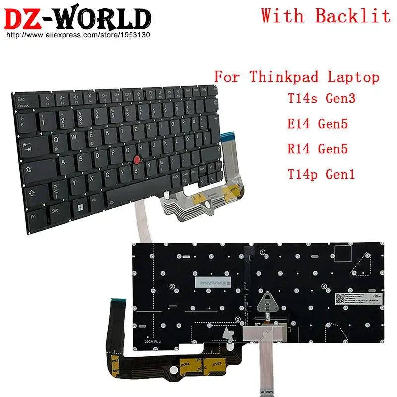 

CZ BG DK DE HU IS NO SI SE FI TR EE NDC Backlit Keyboard for Lenovo Thinkpad T14S Gen3 G3 R14 E14 Gen5 G5 T14p Gen1 Laptop