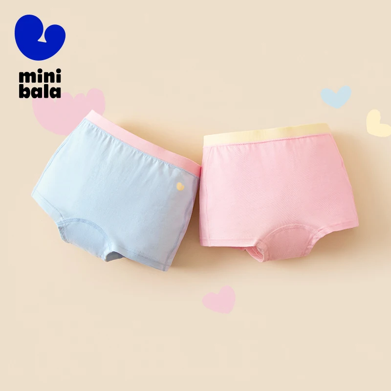 

Mini Bala Girls Underwear Soft Quick Dry Antibacterial Cotton Panties 2 Pack