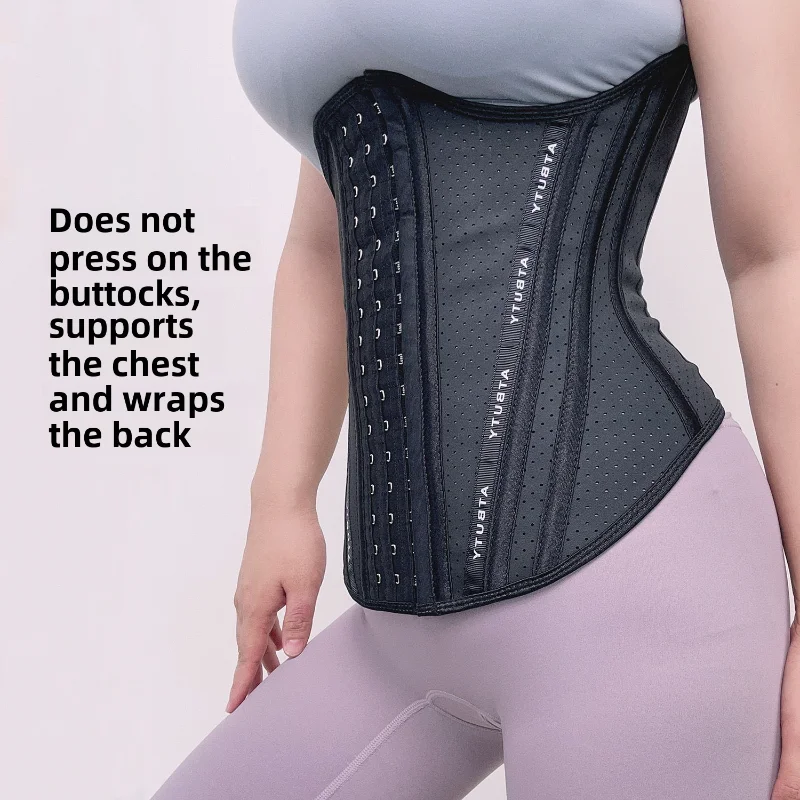15 กระดูกเหล็กเทรนเนอร์เอวสําหรับผู้หญิงไนลอน Breathable ตาข่ายรัดตัว Body Shaping Slimming Corrector ปรับเข็มขัดพยุงออกกําลังกาย