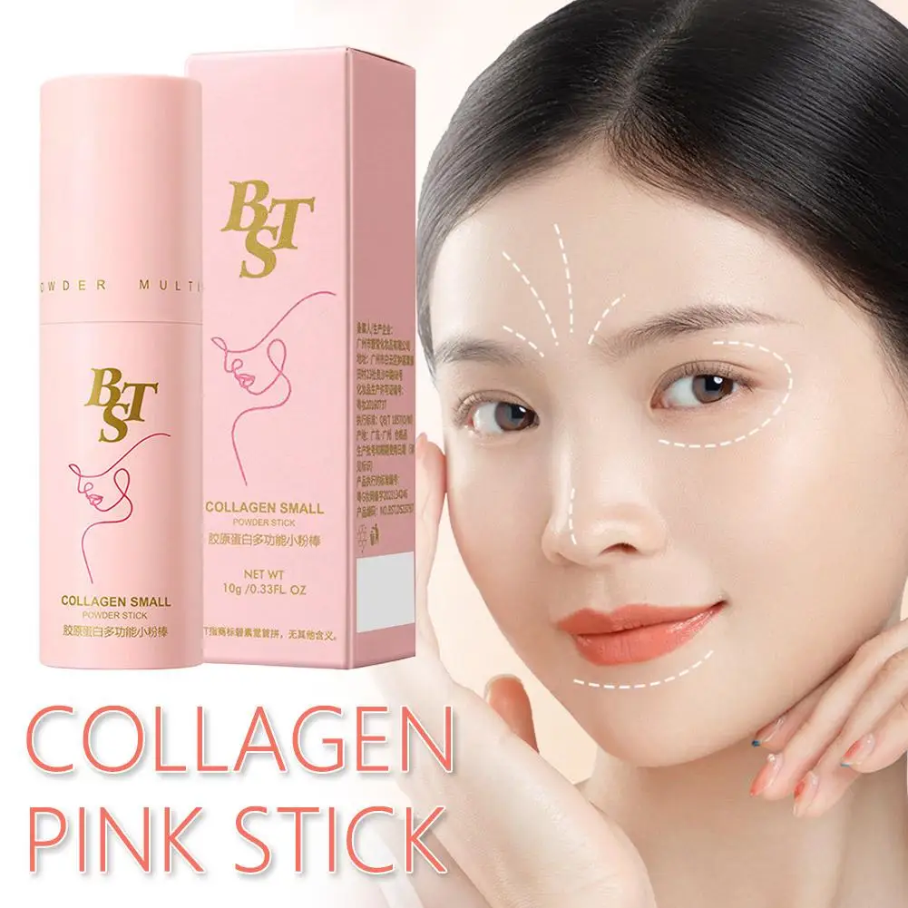 Pink Collagen Face Balm Stick, Collagen Wrinkle Bounce Multi Balm Stick Hydrating Moisturizing, Reduce Fine Lines, Firming Skin