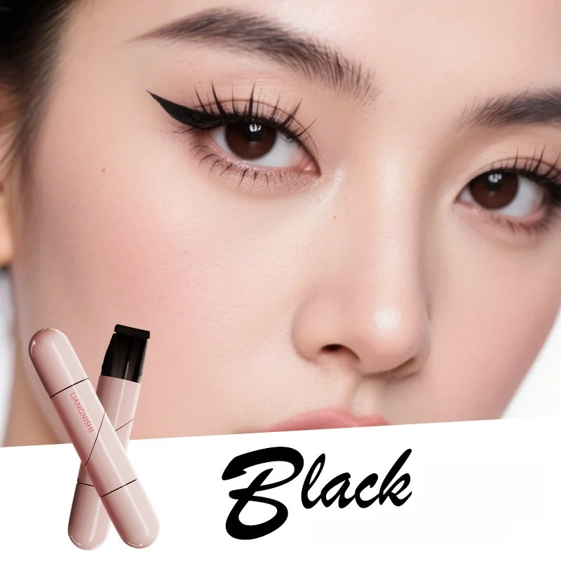 Liangnishi penna per timbri eyeliner con una stampa penna per eyeliner a doppia estremità per principianti, impermeabile, a lunga durata, a prova di sudore e senza sbavature