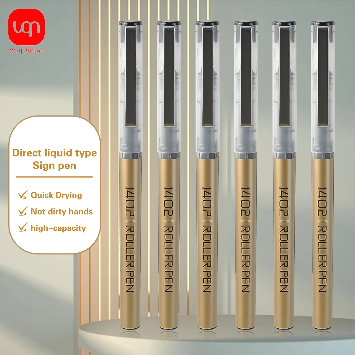 

WQN-3/6/12PCS Direct Liquid Gel Pen Writing Smooth Large Capacity Ink Signature Pen School and Office Supplies