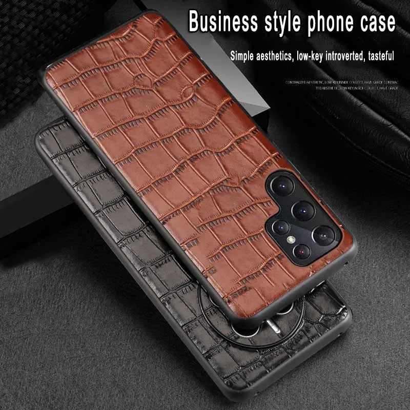 Luxury Crocodile PU Leather Case For Samsung S23 S22 S21 FE Plus Ultra 5G Slim Fit Design Back Cover Galaxy S22 Ultra Bumper