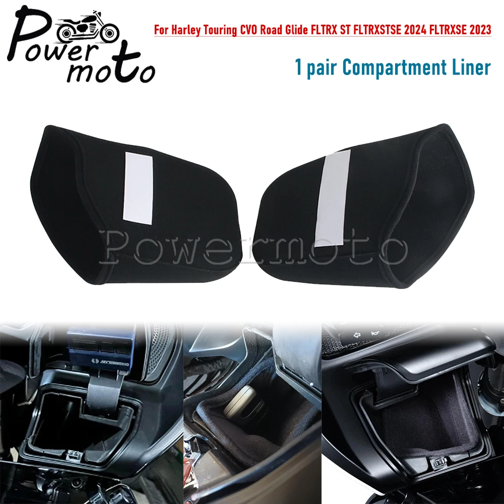 Black Compartment Liners Inners Bag For Harley Touring CVO Road Glide ST FLTRXSTSE FLTRX 2024 FLTRXSE 2023 Glovebox Inner Bags