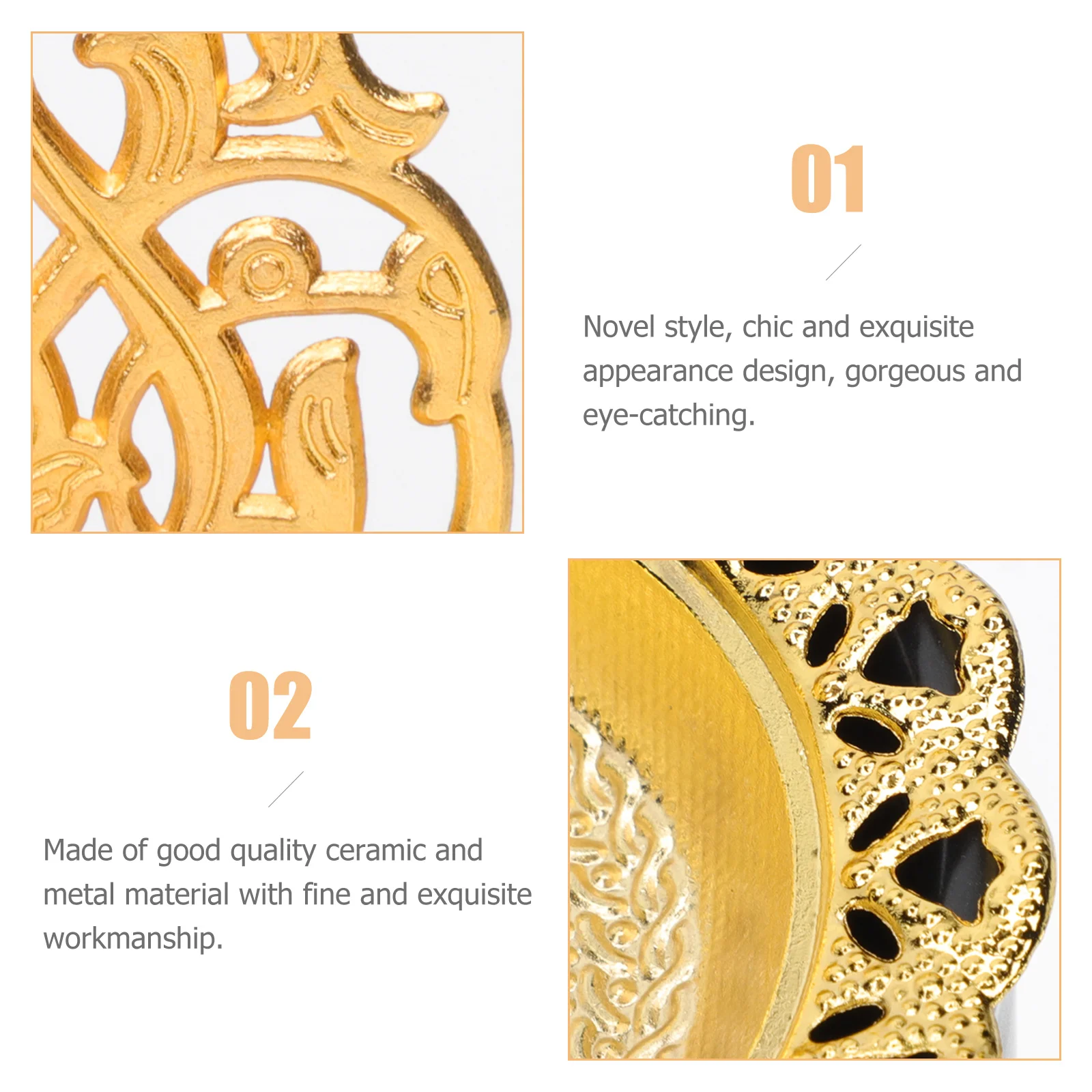 

1Pcs Ceramic Metal Incense Burner Arab Style Desktop Home Censer Holder Decorative Creative Gift