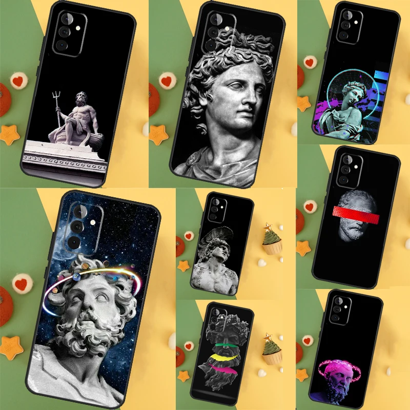 Greek God Statue Face Case For Samsung Galaxy A14 A34 A54 A55 A35 A15 A73 A53 A33 A23 A13 A12 A32 A52 A51 Cover