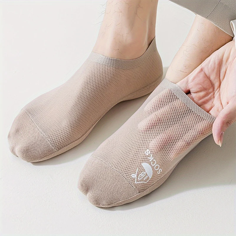 3 Pairs Men Invisible Boat Socks Breathable Mesh Lightweight Non-Slip No-Show Sock High Quality Comfortable Soft Casual Sox