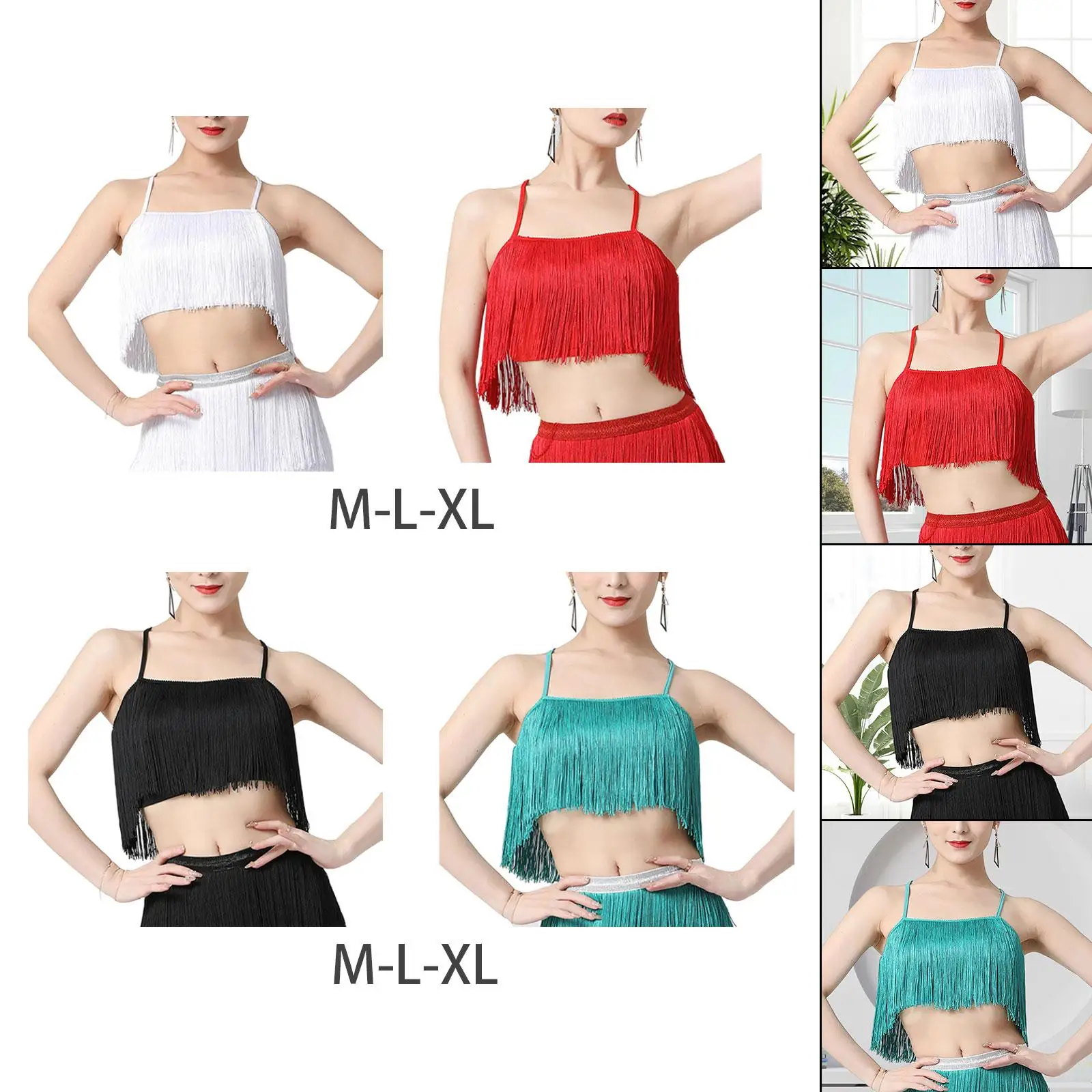 

Женский танцевальный топ с кисточками и бахромой на бретельках, подходит для большинства типов тела, топ для танца живота для клубного наряда, маскарада, бирюзового цвета