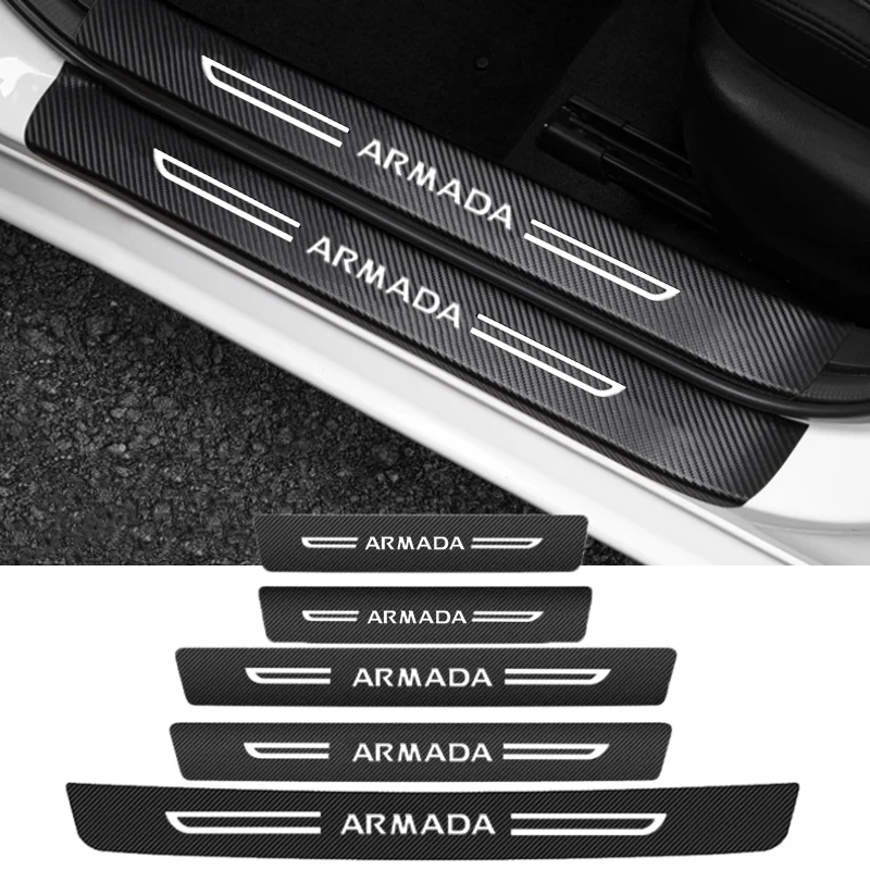 Car Threshold Waterproof Strip Film for Nissan Armada Logo Entry Pedal Stickers Decoration Kick Plate Auto Interior Accessories