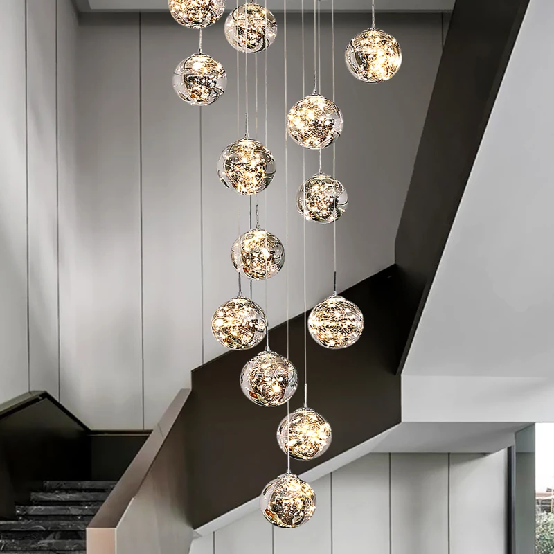 

Modern Glass Ball Led Pendant Lights Stair Loft Starry Led Pendant Lamp Living Dining Room Decor Hanging Light Indoor Luminaire