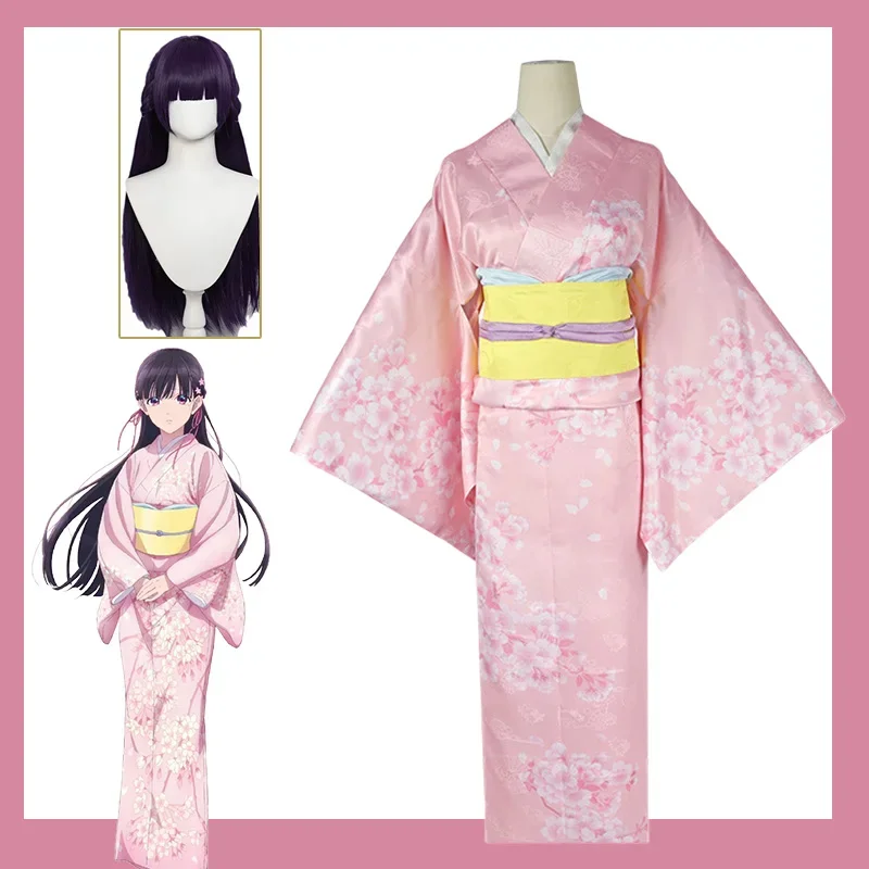 

КосплейMy Happy Marriage Косплей WILLOW COS* Набор кимоно юката!!!! Сакура Сезон Сесен Миё Костюм Парик Летний Фестиваль Аниме