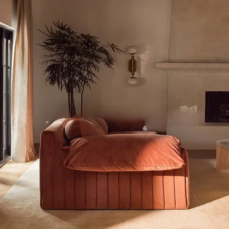 Velvet Sofa for Small Apartments - Stylish Solid Wood Living Room Furniture, Straight Row Design for a Cozy Space