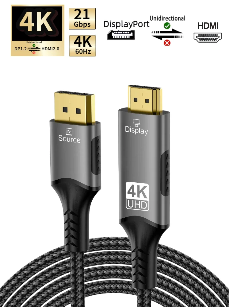 Kabel DisplayPort do HDMI 4K@60Hz Jednokierunkowy DP1.2 do HDMI2.0 Konwerter Display Port Komputer do HDMI do Monitora — zdjęcie produktu 7