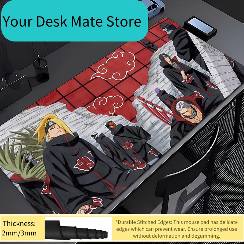 

Коврик для мыши для офиса и ПК, игровой коврик для стола, коврик для клавиатуры, аксессуары для геймеров, резиновый коврик для мыши XXL, дизайн Наруто Акацуки